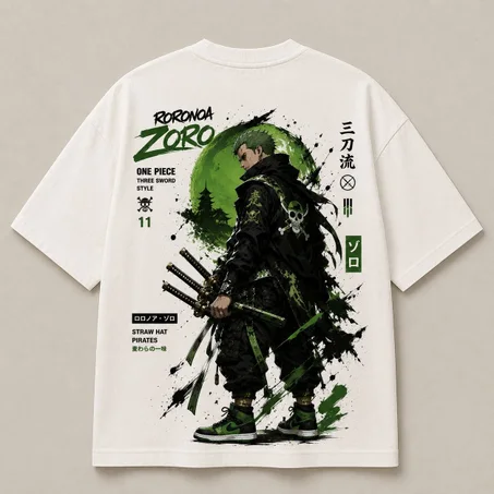 Oversized T-Shirt -Roronoa Zoro( blanc )