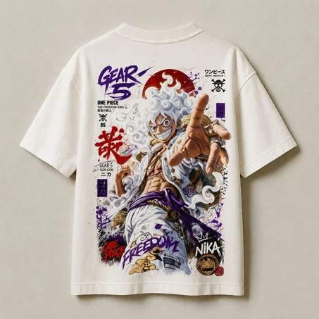 Oversized T-Shirt - Luffy Nika ( blanc )