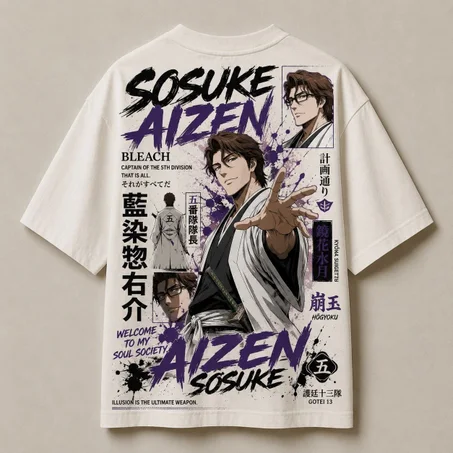 Oversized T-Shirt - Sosuke Aizen ( blanc )