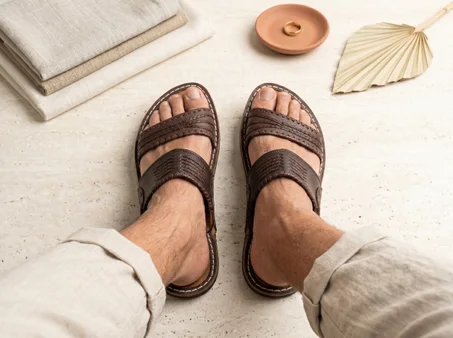 Casual leather sandals – braided double-strap design