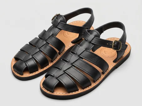 Classic black leather sandal – the luxury of handmade design.