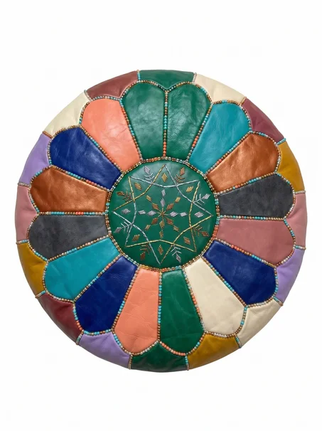 Moroccan pouf made of Moroccan leather 001