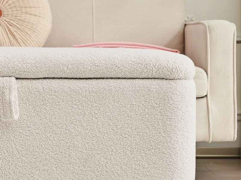 pouf de rangement en sherpa