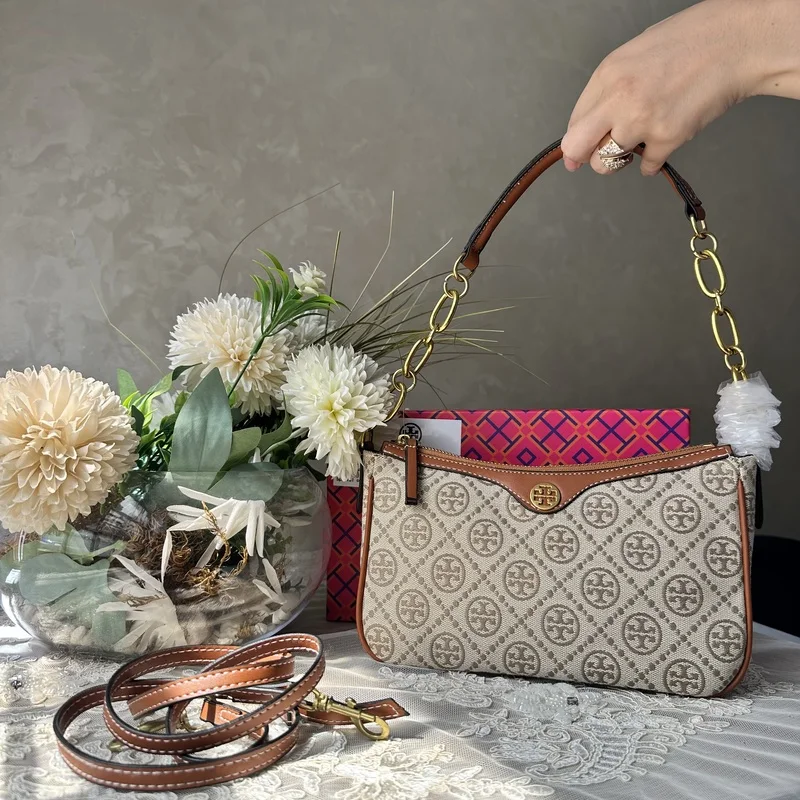Tory Burch T Monogram Beige Sac d'épaule Avec Boite