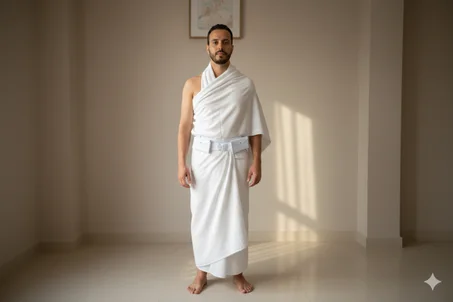إحرام رجالي قطن 100٪ – راحة وجودة عالية + صمطة الإحرام