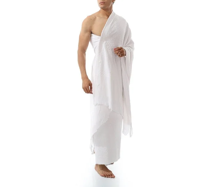 إحرام رجالي قطن 100٪ – راحة وجودة عالية + صمطة الإحرام