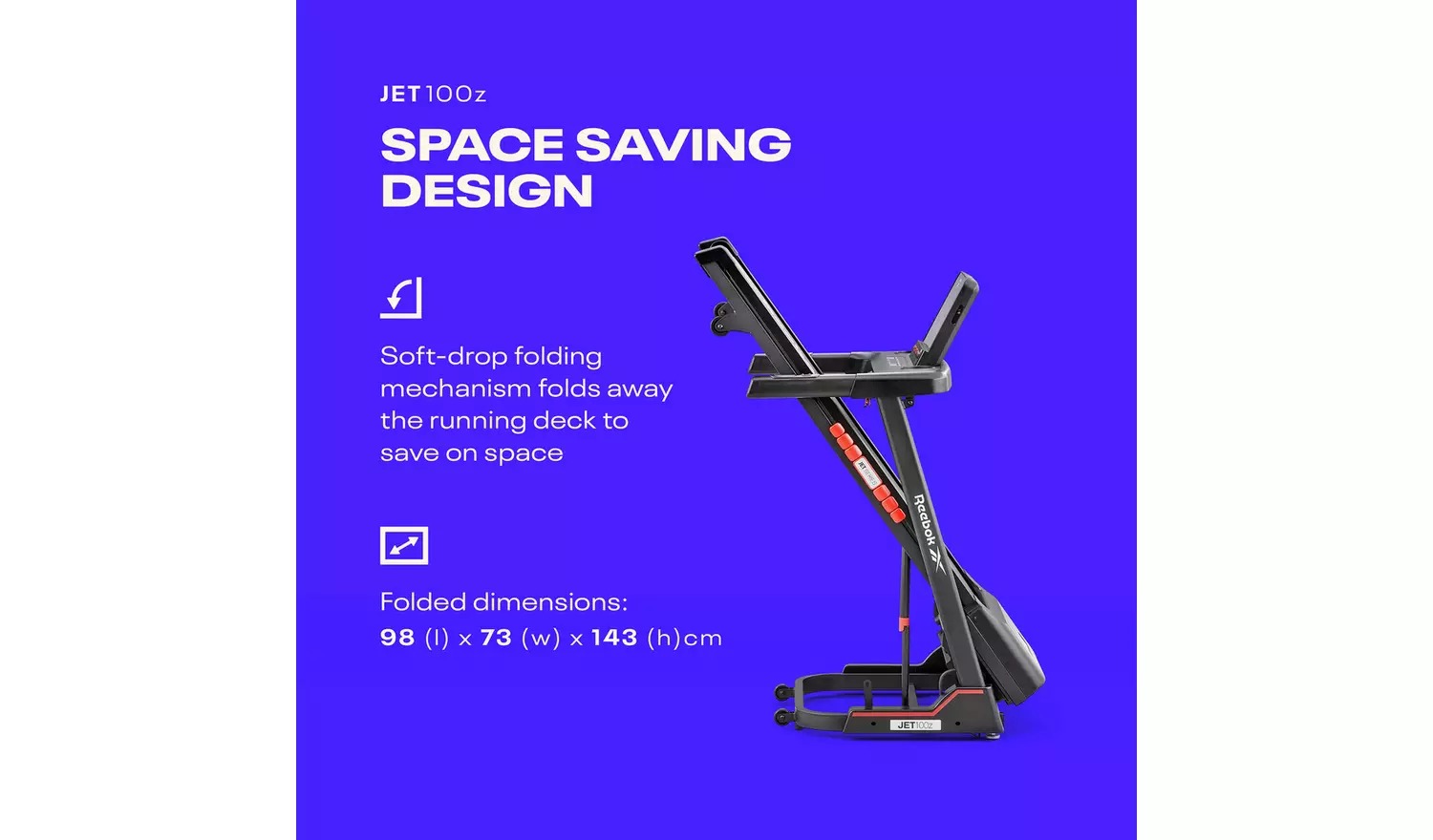 Reebok Jet 100z Folding Treadmill with Connected Fitness