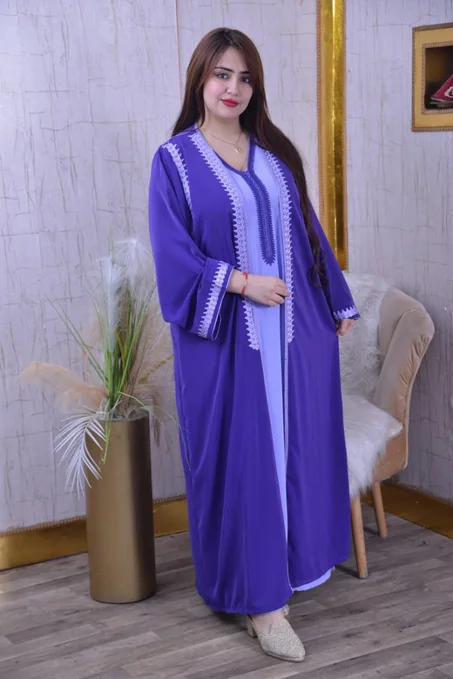 قفطان كيمونو ملكي قطعتين مُطرز للأناقة اليومية والمناسبات