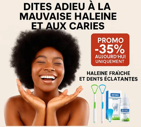 "Un sourire éclatant, une haleine fraîche grâce a effero blanchisseur¨( +un gratte langue offerte )