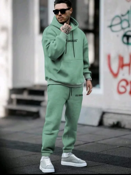 Manfinity Homme Homme Pantalon De Survêtement & Sweat-Shirt À Capuche À Lettres À Poche Kangourou À Cordon