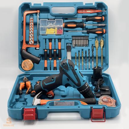 حقيبة المعدات المتكاملة - 108 قطعة مع مفك 12فولت