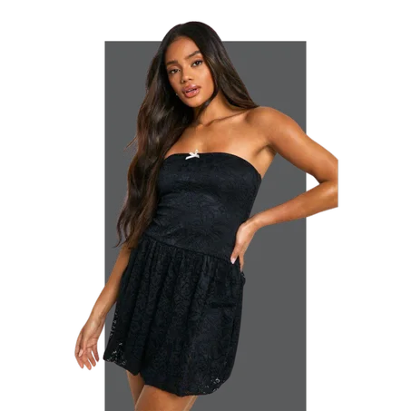 Robe Bustier en dentelle - Noir