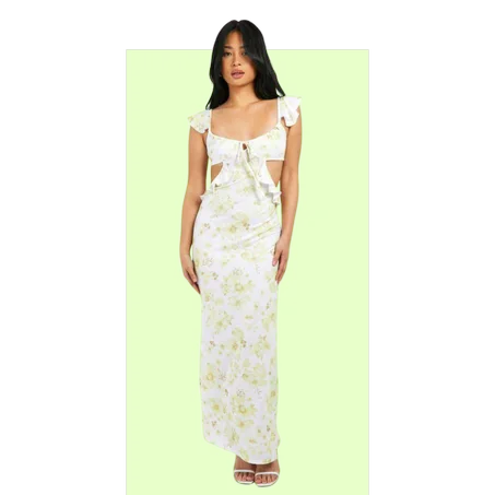 Robe Longue - Blanc , vert clair