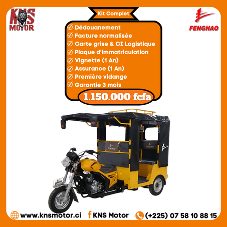 FENGHAO  MOTO TAXI JAUNE TRANSPORT 6 PERSONNES TRICYCLE (FH150)
