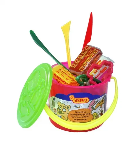 Seau 6 pâtes à modeler colorées+ accessoires
