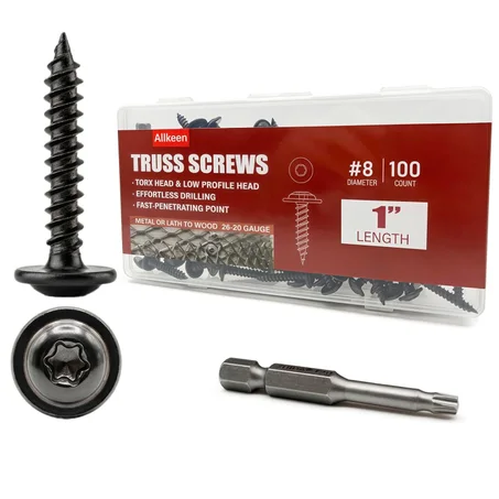 (100 piezas) #8 × 1 pulgada T20 Tornillos de madera con cabeza torx autorroscantes Tornillos de braguero negro recubierto de Ruspert