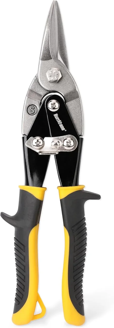 HURRICANE Tijeras de estaño de aviación de 10 pulgadas, tijeras de corte recto para chapa de metal, aluminio, canalones y proyectos de bricolaje, cortador de chapa de metal de corte recto reg