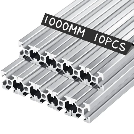10 piezas de extrusión de aluminio 2020 de 39.370 in 2020 estándar europeo anodizado perfiles de aluminio industrial para piezas de impresora 3D y banco de trabajo CNC DIY CNC (plata, estilo 