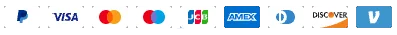 PayPal, Visa, Mastercard, Maestro, JCB, AMEX, Diners, Discover, Venmo
