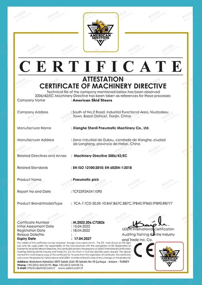 American Skid Steers Certificate