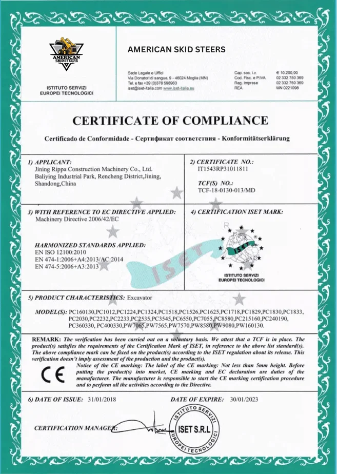 American Skid Steers Certificate