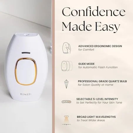 Appareil d'épilation Kenzzi IPL - Épilateur permanent et croissance des cheveux