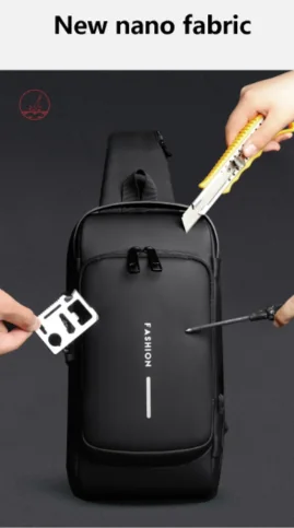 Sac à bandoulière USB multifonction antivol pour homme