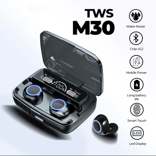 M30 TWS Bluetooth 5.3 Headphones LED Display Wireless