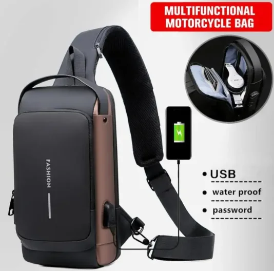 Sac à bandoulière USB multifonction antivol pour homme