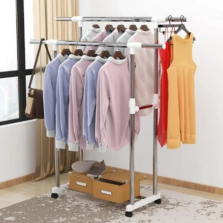 حامل الملابس الفولاذي المكون من 4 طبقات ومقاوم للصدأ