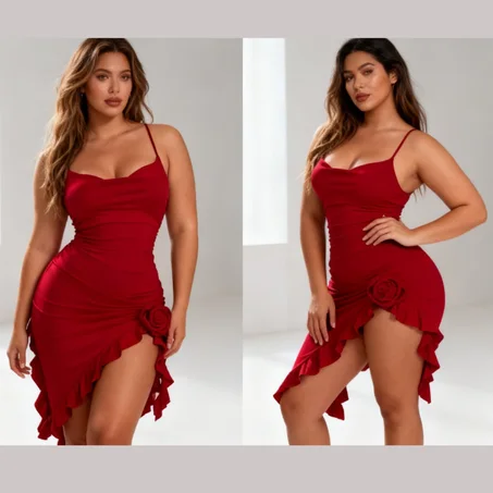 Robe Rouge Élégante❤️
