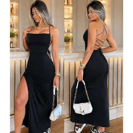 Robe longue pour femme avec fente haute
