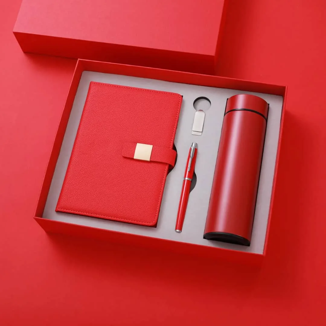 Ensemble Cadeaux bloc note, stylo et gourde