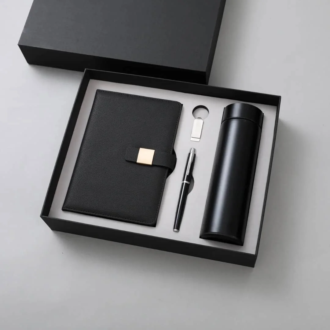 Ensemble Cadeaux bloc note, stylo et gourde