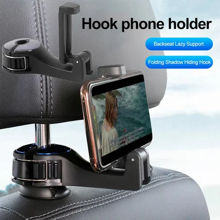 حامل هاتف خلفي للسيارة + نظام تعليق الاغراض بتصميم أنيق 2 في 1 📱✨🛍️