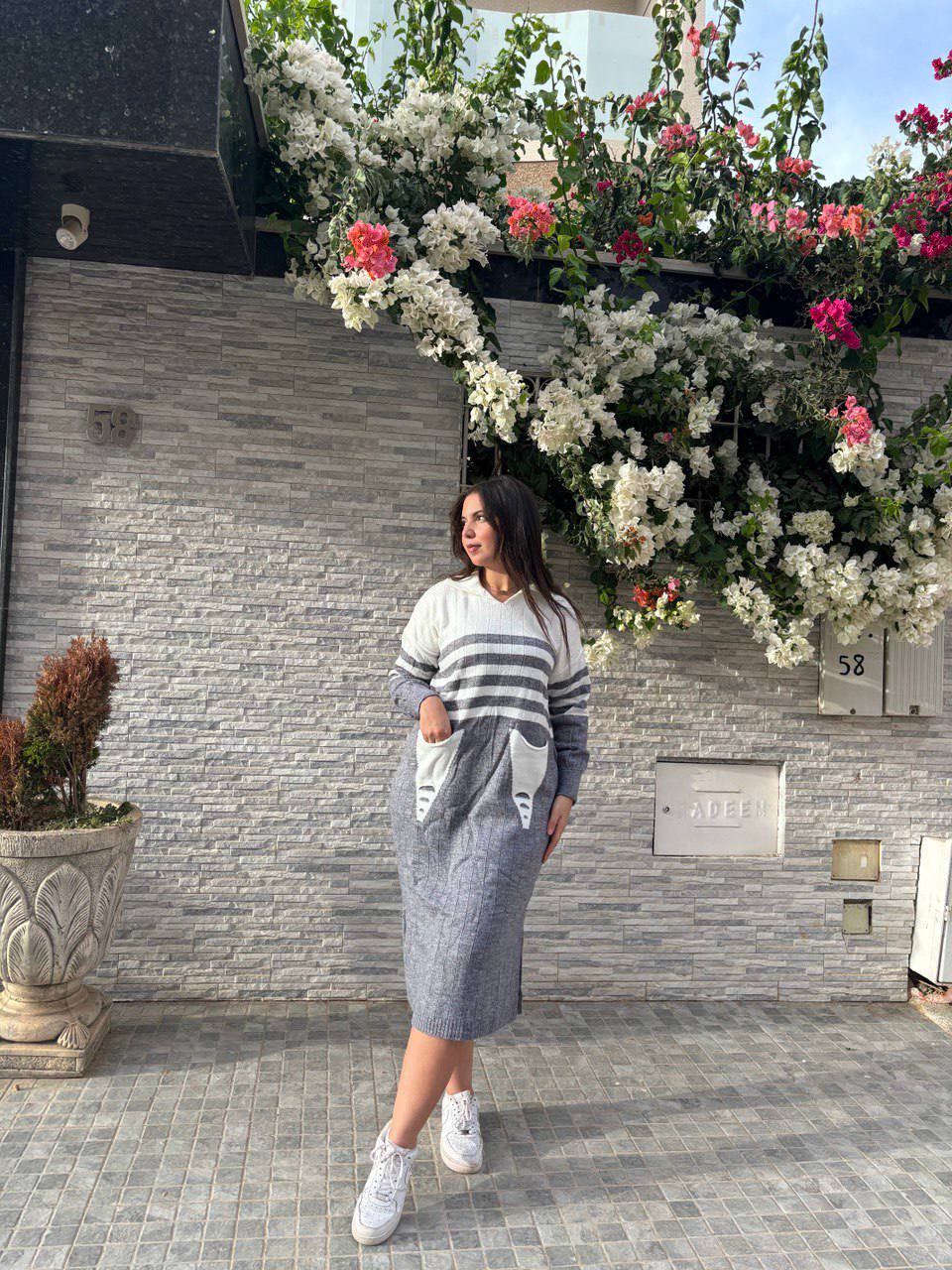 روب شتوي نسائي طويل – جيوب + خطوط + ستايل!