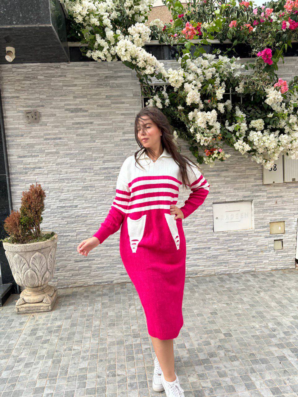 روب شتوي نسائي طويل – جيوب + خطوط + ستايل!