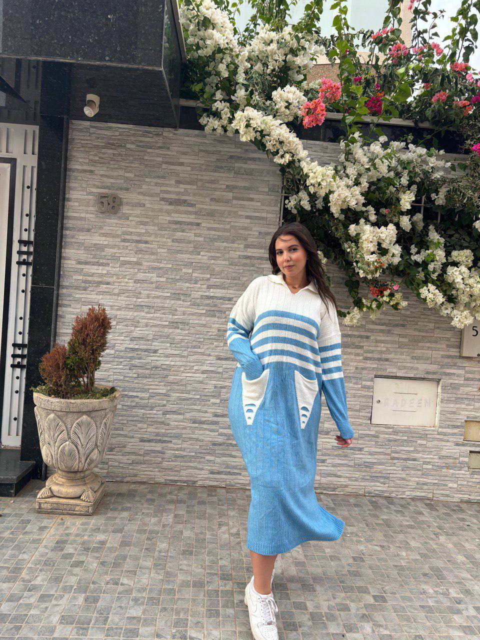 روب شتوي نسائي طويل – جيوب + خطوط + ستايل!