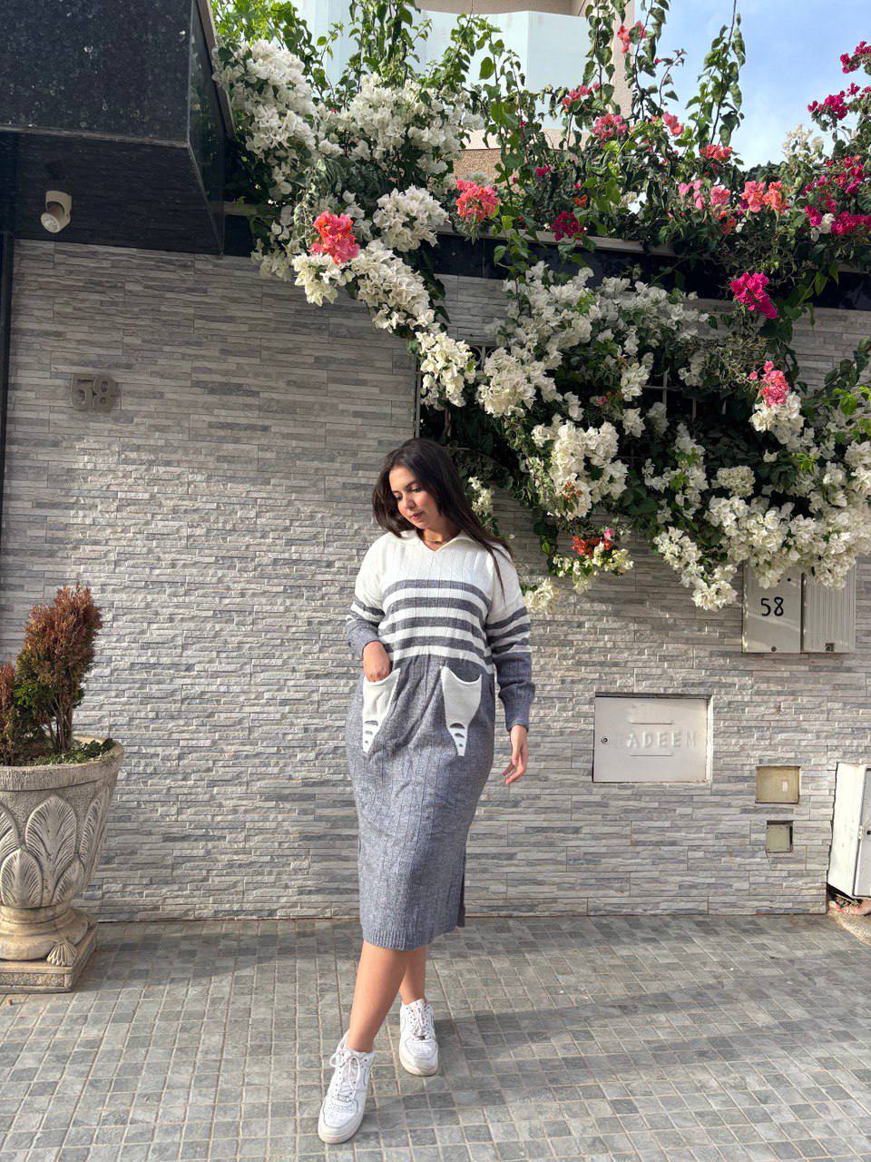 روب شتوي نسائي طويل – جيوب + خطوط + ستايل!