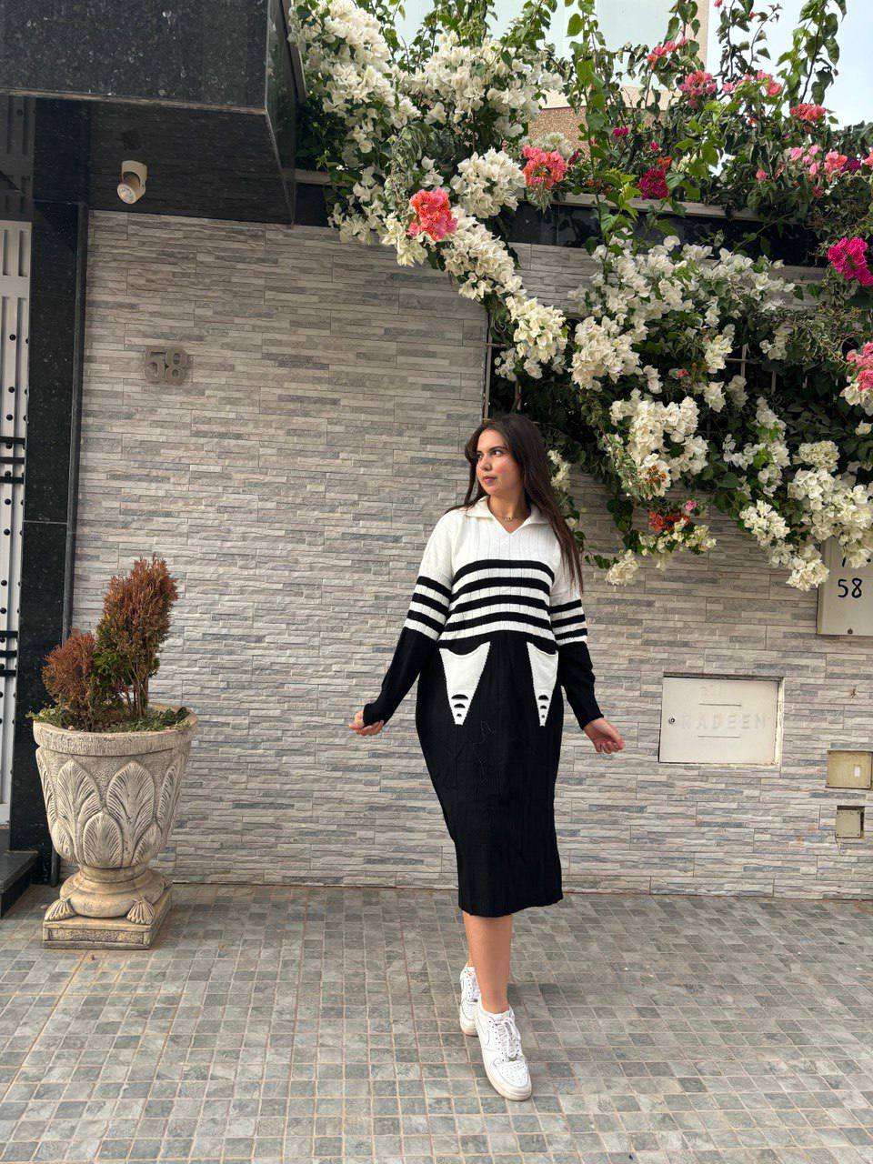 روب شتوي نسائي طويل – جيوب + خطوط + ستايل!