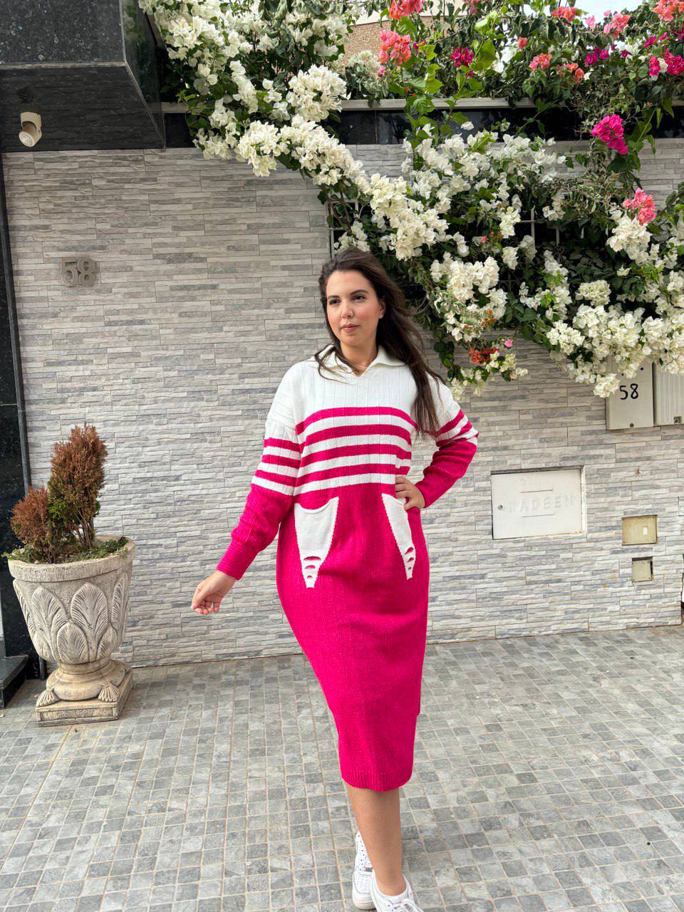 روب شتوي نسائي طويل – جيوب + خطوط + ستايل!