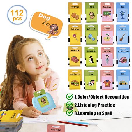 Flash Cards Learning Early For Kids Audible Reading Device + 112 Cards