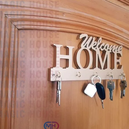 Porte Clés Murale En Bois Doré - Accroche Clés Murale