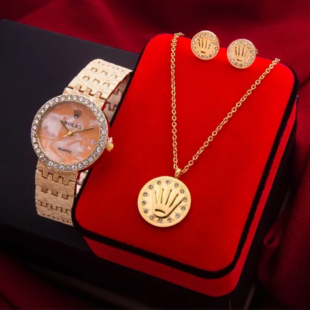 ساعة  ROLEX + حلقات وسلسلة بلكيور بالمجان