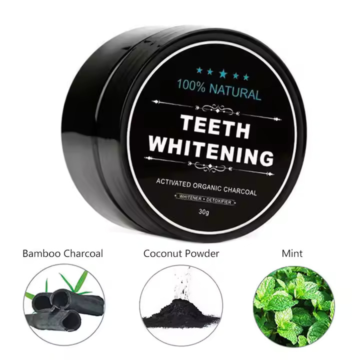 Charcoal Glow – مسحوق الفحم لتبييض طبيعي وسريع النتائج الفحم النشط الأصلي – لتبييض الأسنان دون مواد كيميائية