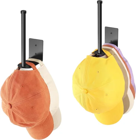 Durmmur Paquete de 2 Percheros para Gorras de Béisbol, Organizador de Sombreros de Acero Inoxidable para Gorra de Béisbol, Organizador de Almacenamiento de Sombreros, Colgador de Sombreros