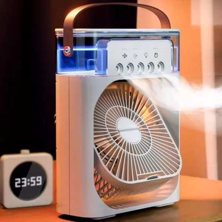 3 en 1, petit refroidisseur d'air, veilleuse LED, humidificateur