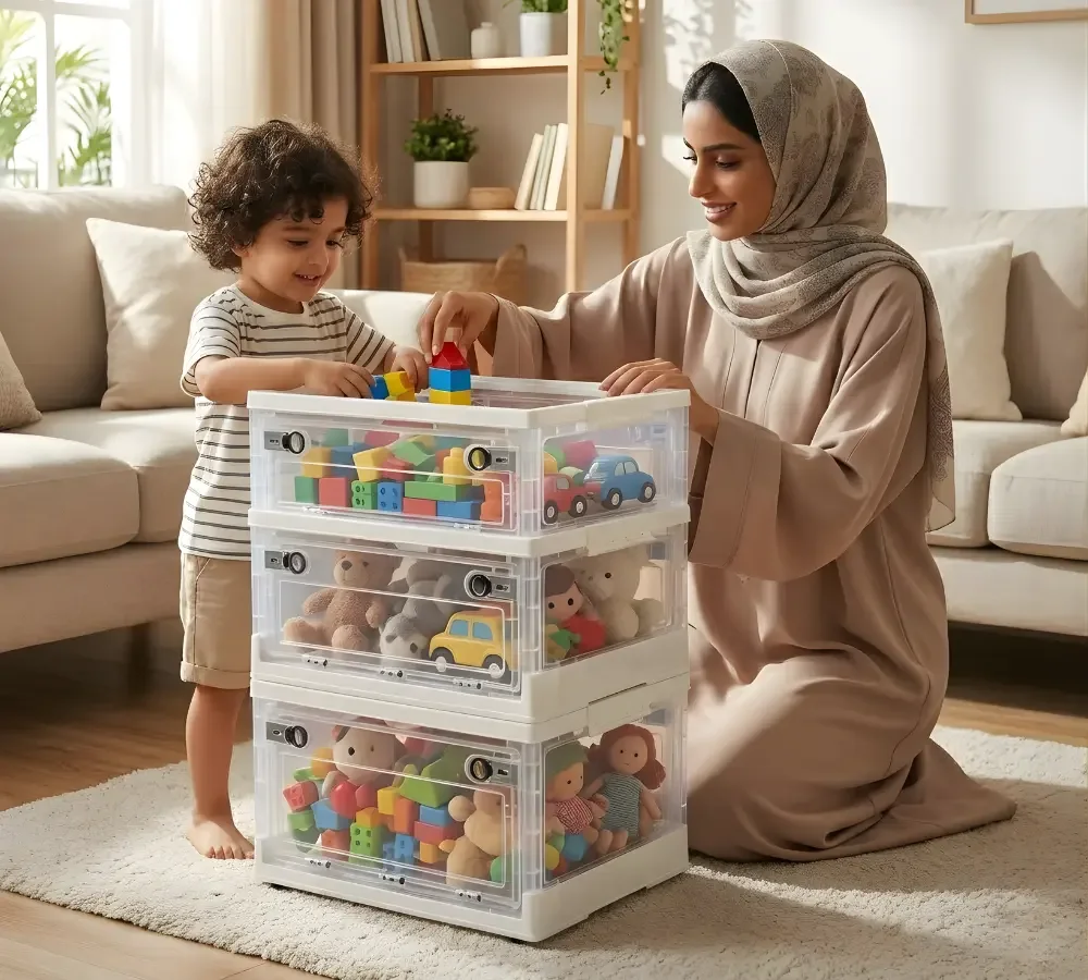 صندوق تخزين شفاف قابل للطي – الحل الذكي لتنظيم المطبخ والمنزل