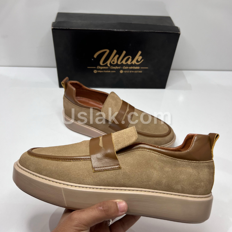 Uslak Mocassin Médicales en Daim pour Hommes