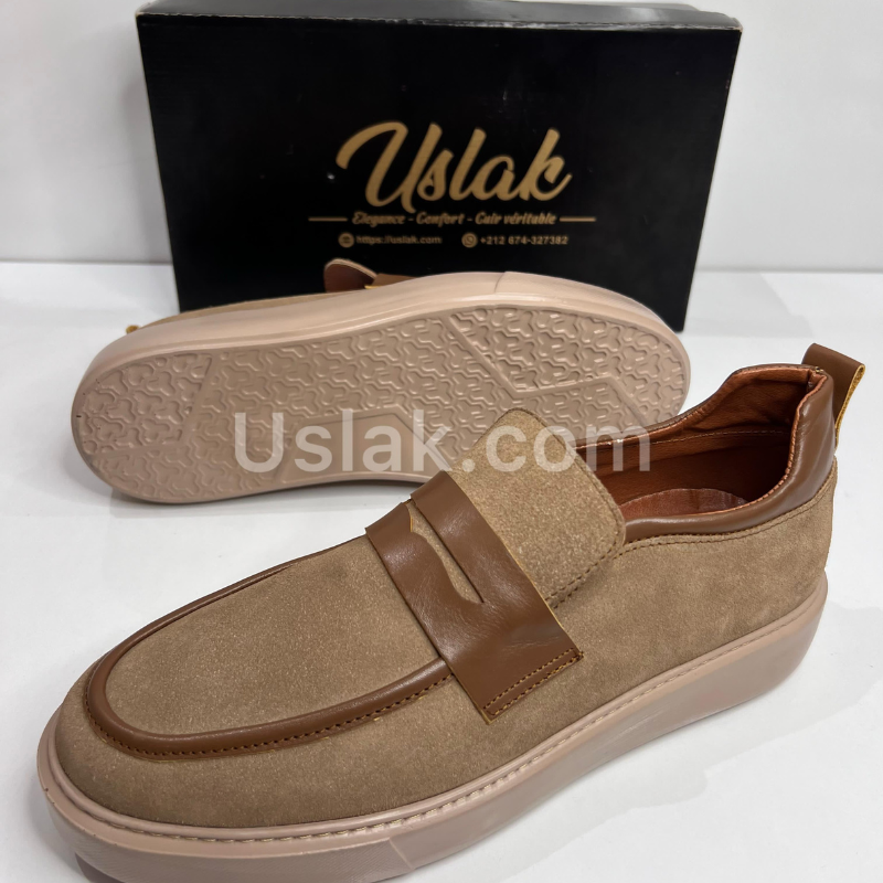 Uslak Mocassin Médicales en Daim pour Hommes